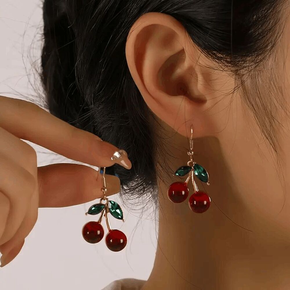 Boho Cherry Emerald Dangle Earrings